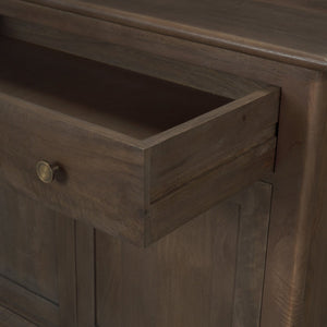 Mercana Baron Solid Mango Wood 2-Door Accent Cabinet with Antique Knobs and Soft-Close Doors for Storage Dark Brown | Antiqued Brass 71120