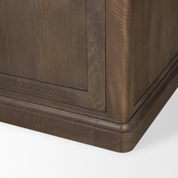Mercana Baron Solid Mango Wood 2-Door Accent Cabinet with Antique Knobs and Soft-Close Doors for Storage Dark Brown | Antiqued Brass 71120