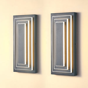 English Elm 3-Tier 15.7 in Outdoor Wall Light Modern Black LED Sconce 3000K Waterproof Metal Exterior Fixture W2312P389972