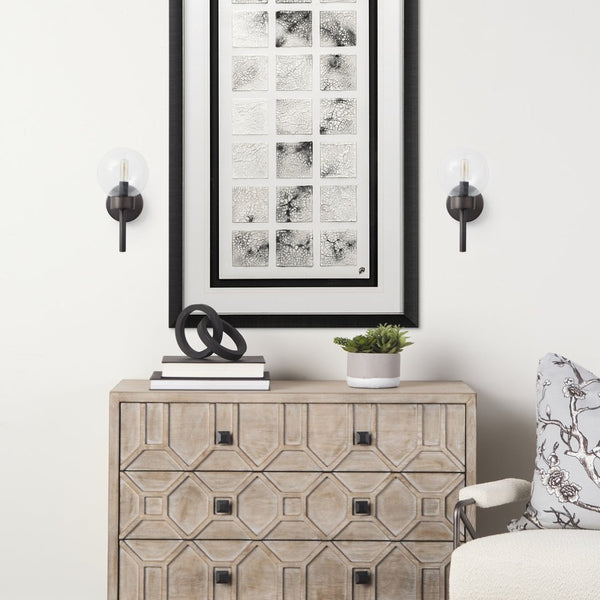 Mercana Boltern Elegant Matte Black Wall Sconce with Clear Shade for Modern and Industrial Home Décor 65360