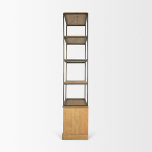 Mercana Baron Industrial Elegance 4-Door Mango Wood Shelving Unit with Gunmetal Accents for Stylish Storage Light Brown | Dark Aged Brass | 2 Doors 71119-AB