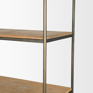 Mercana Baron Industrial Elegance 4-Door Mango Wood Shelving Unit with Gunmetal Accents for Stylish Storage Light Brown | Dark Aged Brass | 2 Doors 71119-AB