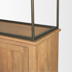 Mercana Baron Industrial Elegance 4-Door Mango Wood Shelving Unit with Gunmetal Accents for Stylish Storage Light Brown | Dark Aged Brass | 2 Doors 71119-AB