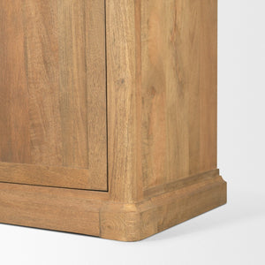 Mercana Baron Industrial Elegance 4-Door Mango Wood Shelving Unit with Gunmetal Accents for Stylish Storage Light Brown | Dark Aged Brass | 2 Doors 71119-AB