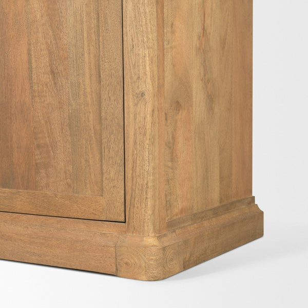 Mercana Baron Industrial Elegance 4-Door Mango Wood Shelving Unit with Gunmetal Accents for Stylish Storage Light Brown | Dark Aged Brass | 2 Doors 71119-AB