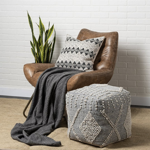 Mercana Brinket Handwoven Square Pouf – Stylish Multi-Use Accent for Living Rooms, Bedrooms, and More! 68387