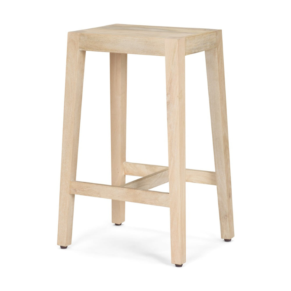 Mercana Colony Modern Farmhouse Stool - Solid Mango Wood Design for Kitchen Islands & Casual Dining Spaces Light Brown | Counter 71131