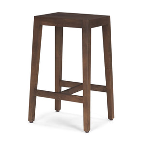 Mercana Colony Solid Wood Stool - Elegant Design for Kitchen, Bar, and Dining Areas with Compact Comfort Medium Dark Brown | Counter 71132