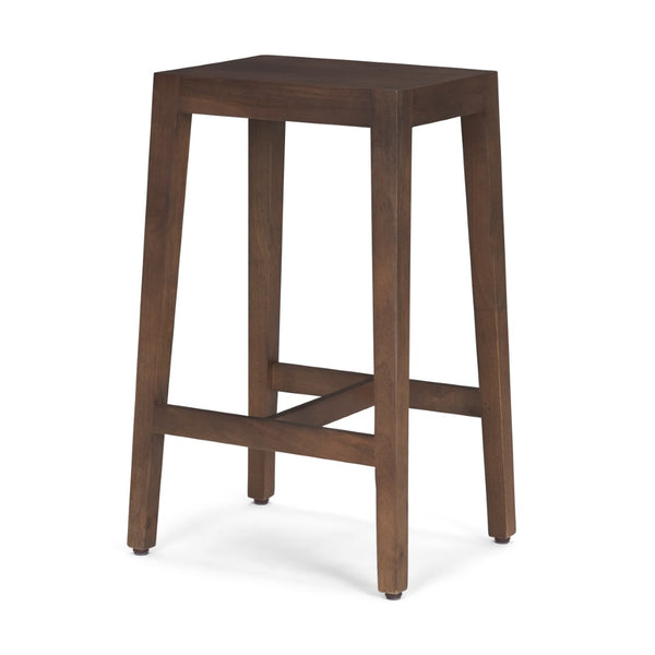 Mercana Colony Solid Wood Stool - Elegant Design for Kitchen, Bar, and Dining Areas with Compact Comfort Medium Dark Brown | Counter 71132