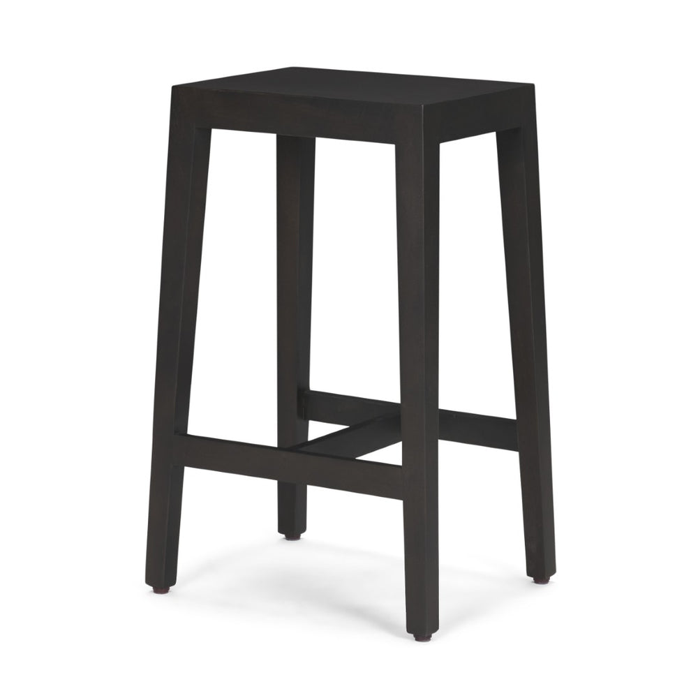 Mercana Colony Solid Wood Stool - Elegant Design for Kitchen, Bar, and Dining Areas with Compact Comfort Black Brown | Counter 71133