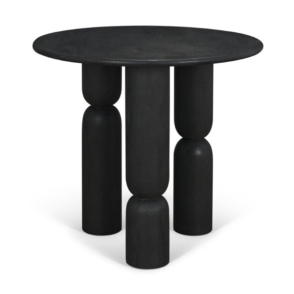 Mercana Sonel Foyer Table - Sculptural Acacia Wood Pedestal with Geometric Elegance for Modern Spaces Matte Black | Wood 71138-AB