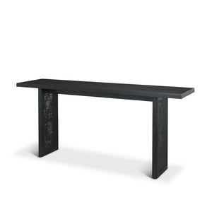 Mercana Grier Console Table: Stylish Solid Wood with Cane Panels for Modern and Rustic Living Spaces Black Wood | Black Cane 71142