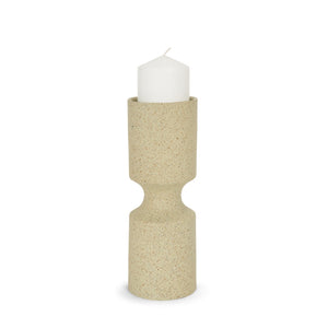 Mercana Akira Small Textured Metal Pillar Candle Holder – Elevate Your Space with Modern Organic Design Beige | Small 71150