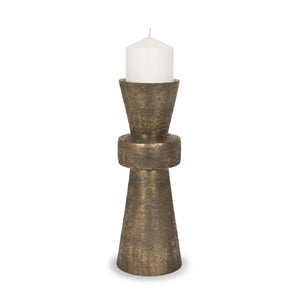 Mercana Odilia Textured Gold Metal Geometric Candle Holder for Elegant Home Decor & Centerpiece Accent Antique Gold | Large 71155