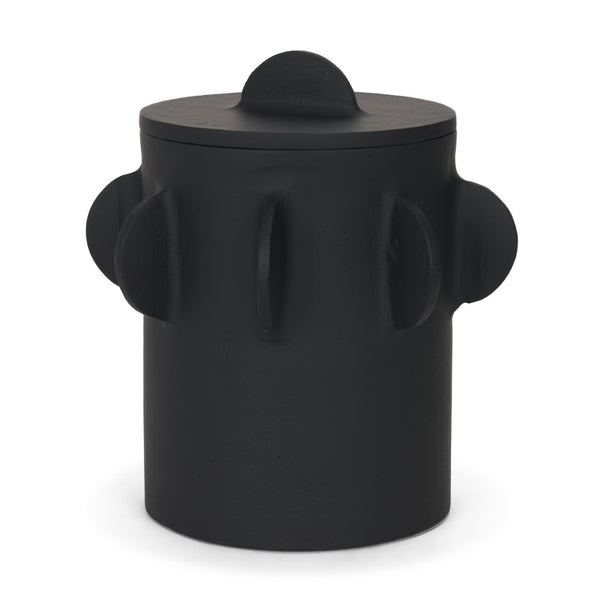 Mercana Deacon Decorative Canister with Sculptural Handles for Modern Home Décor and Stylish Organization Matte Black | Large 71161