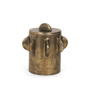 Mercana Deacon Sculptural Metal Canister - Bold Geometric Design with Richly Textured Finish for Decor Antique Gold | Small 71162