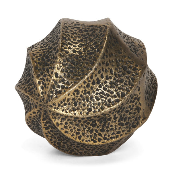 Mercana Imani Sculptural Textured Metal Decorative Orb Accent for Elegant Home Décor and Styling Antique Gold | Large 71165
