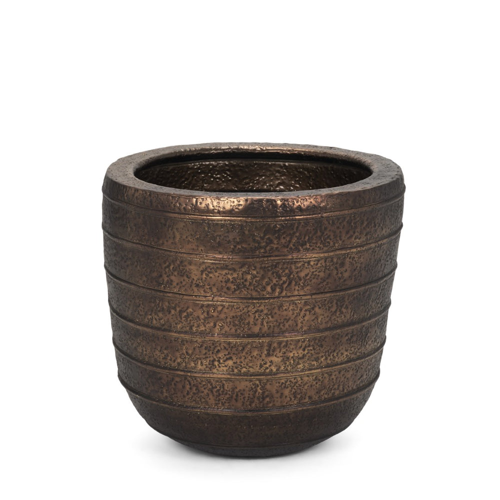 Mercana Aivana Large Textured Metal Floor Vase - Bold Vintage Charm for Stylish Home Décor and Arrangements Antique Gold | Large 71168