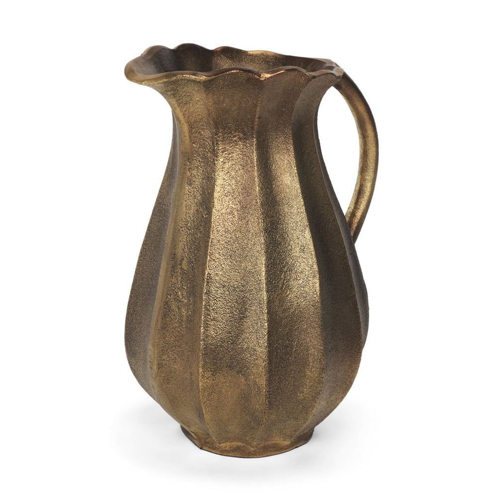 Mercana Anya Vintage-Inspired Scalloped Petal Cast Metal Jug for Elegant Home Decor & Stylish Displays Antique Gold 71175