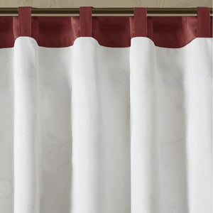 JLA Home Madison Park - Embroidered Window Valance with Floral Stitching, Lined Pleated Design Filters Light for Elegance Red MP41-1532