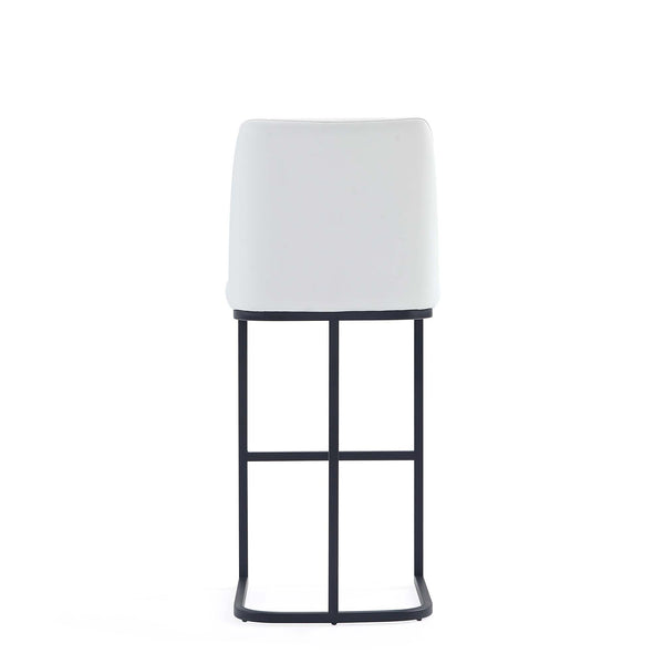 English Elm Serena Metal Upholstered Barstool with Matte Black Frame, Leatherette Cushion, Commercial Grade Comfort White B365P397934