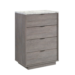 English Elm 4-Drawer Chest - Modern Brown Finish With Faux Marble Top, Stylish Storage For Any Room B356P402634