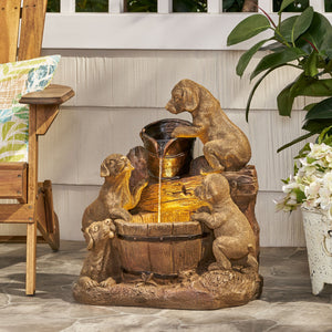 English Elm Christopher Knight Home® - DIMMOCK Handcrafted 22.75" Weather-Resistant Polyresin Fountain with Pump, Underwater Lights & Puppies 71785.00LBRN