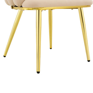 English Elm Set of 2 Velvet Bubble Back Dining Chairs with Sculptural Chain Backrest Glam Legs Beige,Gold W1512P491849
