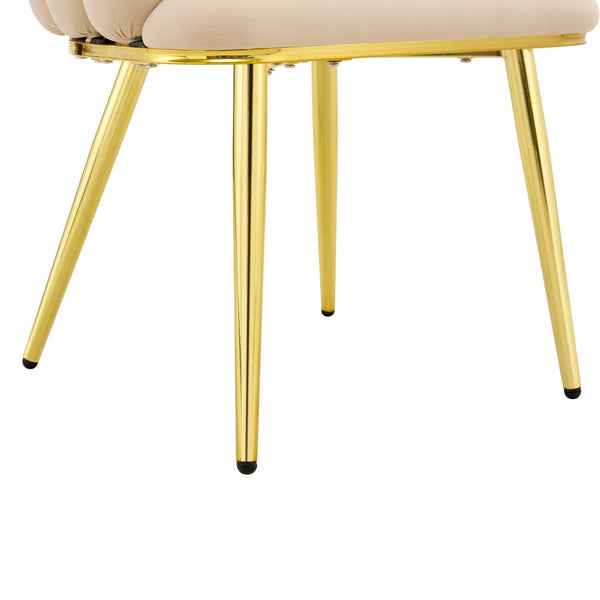 English Elm Set of 2 Velvet Bubble Back Dining Chairs with Sculptural Chain Backrest Glam Legs Beige,Gold W1512P491849