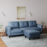 English Elm Living Room Furniture With Polyester Fabric L Shape Couch Corner Sofa For Small Space Blue