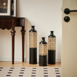 English Elm Floor Metal Vases Set Of 3 – Elegant White & Gold Decor For Modern Home Accents, 20.8"-28.7" Tall W2796P234278