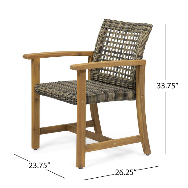 English Elm Christopher Knight Home® - HAMPTON Acacia Wood Dining Chair Pair with Handwoven Wicker Seats and Durable Velvet Finish Natural Stained 60400.00