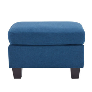 English Elm Upholstered Compact Ottoman with Birch Legs Padded Footrest for Living Room Decor Navy Blue N757P377351N