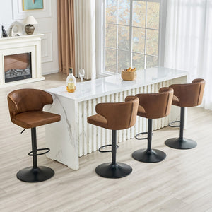 English Elm Modern Oil Wax Upholstered Swivel Barstool Set with Lumbar Support and Chrome Base W2920S00133