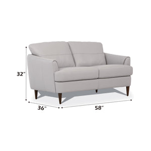 English Elm Helena Italian Leather Loveseat Mid-century Walnut Legs Pearl Gray Refined Seating B2726P496936
