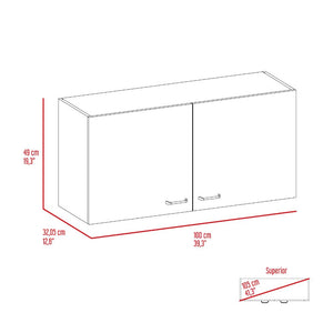 English Elm Oklahoma Wall Cabinet Two Doors – Space-Saving Particleboard Storage 39.3"W x 19.3"H Sleek Design Multicolor 42 L x 25 W x 4 H B128P148949