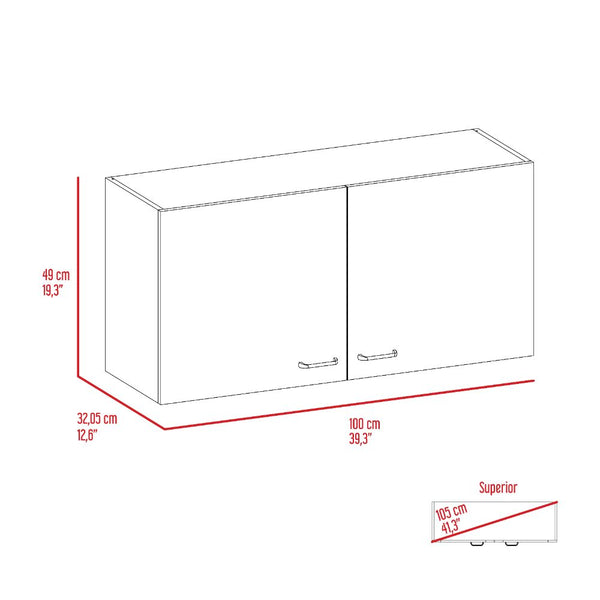 English Elm Oklahoma Wall Cabinet Two Doors – Space-Saving Particleboard Storage 39.3"W x 19.3"H Sleek Design Multicolor 42 L x 25 W x 4 H B128P148949