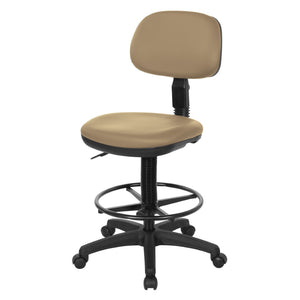 OSP Home Furnishings Sculptured Ergonomic Drafting Chair with Vinyl Upholstery for Studio and Lab Workspaces Dillon Buff DC517V-R104