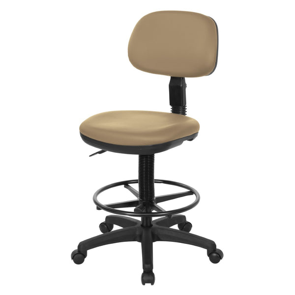 OSP Home Furnishings Sculptured Ergonomic Drafting Chair with Vinyl Upholstery for Studio and Lab Workspaces Dillon Buff DC517V-R104