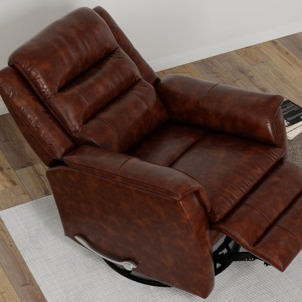 English Elm Global Home Swivel Glider Recliner In Brazil Cognac Leather - Luxurious Comfort & Style For Your Space B339P333956