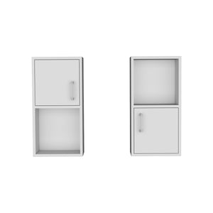 English Elm Oba Wall-Mounted 2-Pc Bathroom Medicine Cabinet in White — Compact 23.7"H, 4 Shelves, Engineered Wood B070P188845