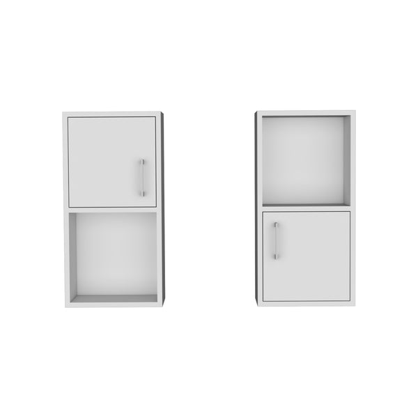 English Elm Oba Wall-Mounted 2-Pc Bathroom Medicine Cabinet in White — Compact 23.7"H, 4 Shelves, Engineered Wood B070P188845