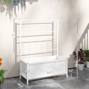 English Elm Garden Galvanized Steel Raised Planter with Integrated Trellis for Climbing Vines Outdoors T3971P422602
