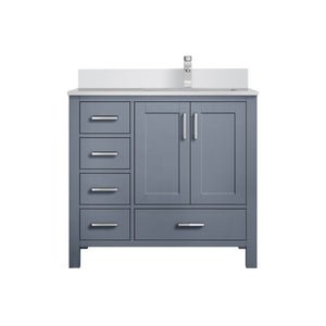 English Elm Dark Grey Bath Vanity With Cultured Marble Top, Chrome Faucet & Ample Storage For Modern Bathrooms B2731P259036