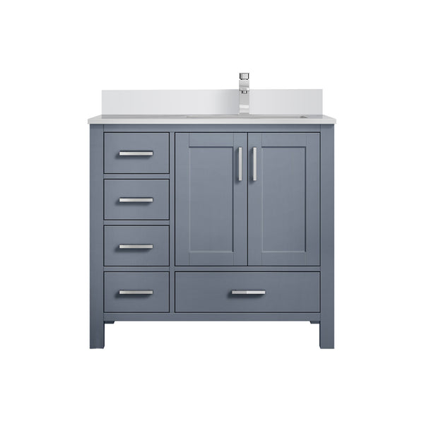 English Elm Dark Grey Bath Vanity With Cultured Marble Top, Chrome Faucet & Ample Storage For Modern Bathrooms B2731P259036