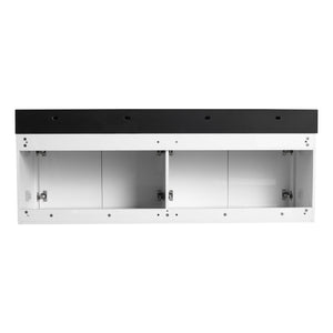 English Elm 60 Inch Wall-Mounted Bathroom Vanity With Double Black Resin Sink & Soft-Close Doors For Style W999S00253