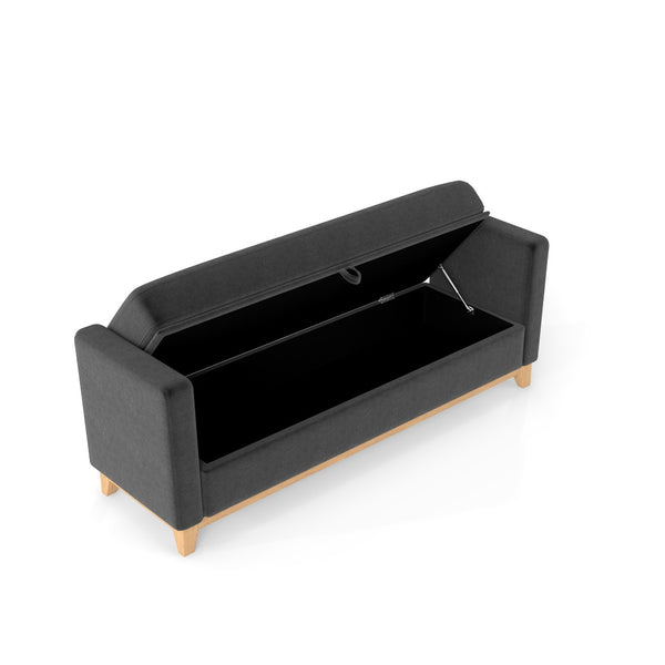 English Elm 66 Inch Sherpa Upholstered Storage Bench with Fluted Wood Base and Bolster Pillows Black+Neutral W1658P446125