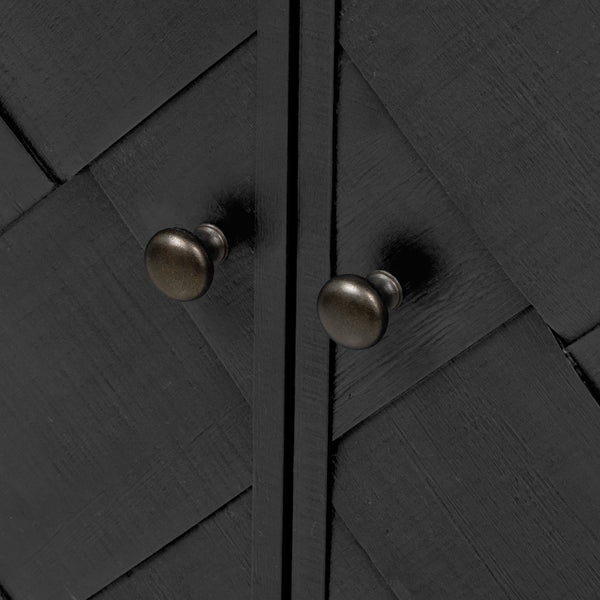 English Elm U_Style woven wood slat console table with solid veneer top, durable MDF frame, 220lb capacity, elegant entryway centerpiece Black N711P269058B