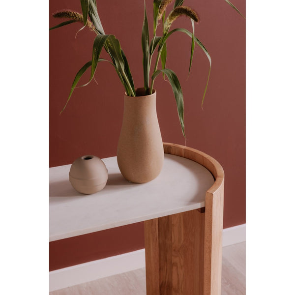 English Elm Dala Marble Top Oak Veneer Console Table Art Deco Arched Entryway Hallway Accent B2769P498439