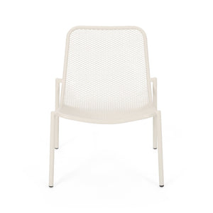 English Elm Kincaid Outdoor Iron Mesh Conversation Set Rust Resistant Patio Chairs with Side Table White N775P392159W